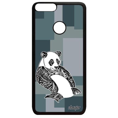 фото Противоударный чехол для телефона // huawei p smart 2018 // "панда" медведь большая, utaupia, серый