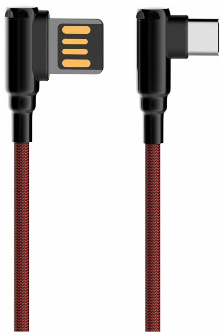 Кабель LDNIO LS422/ USB Type-C/ 2m/ 2.4A/ медь: 120 жил/ Угловой коннектор/ Нейлоновая оплетка/ красный