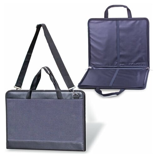 Папка-портфель для художника А3 Алекс Пленэр-3, серая, кожзам и ткань, 470х330мм (676/2)