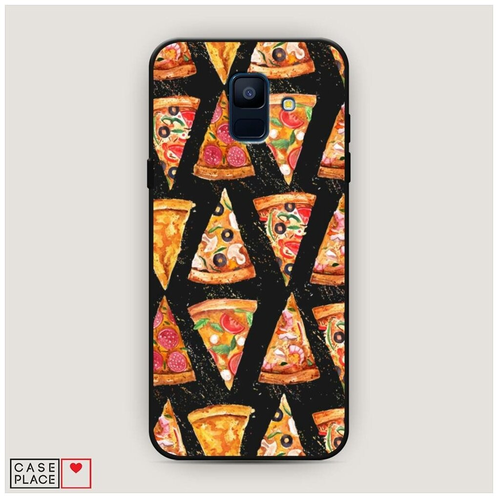 Матовый силиконовый чехол "Кусочки пиццы" на Samsung Galaxy A6 / Самсунг Галакси А6