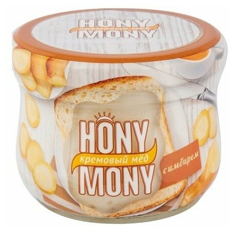 Hony Mony Кремовый мед Hony Mony, с имбирем, 220 г - фотография № 1