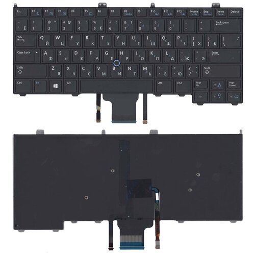 Клавиатура для ноутбука Dell Latitude E7440 E7420 черная с подсветкой и указателем 1450₽