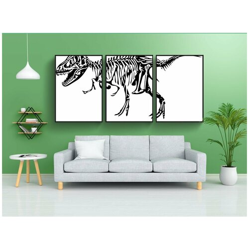 фото Набор модулных постеров для интерьера "динозавр, тиранозавр, кость" 60x90 см. в тубусе, без рамки lotsprints