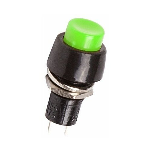 Выключатель-кнопка 250V 1А (2с) ON-OFF зеленая Micro Rexant, 100шт