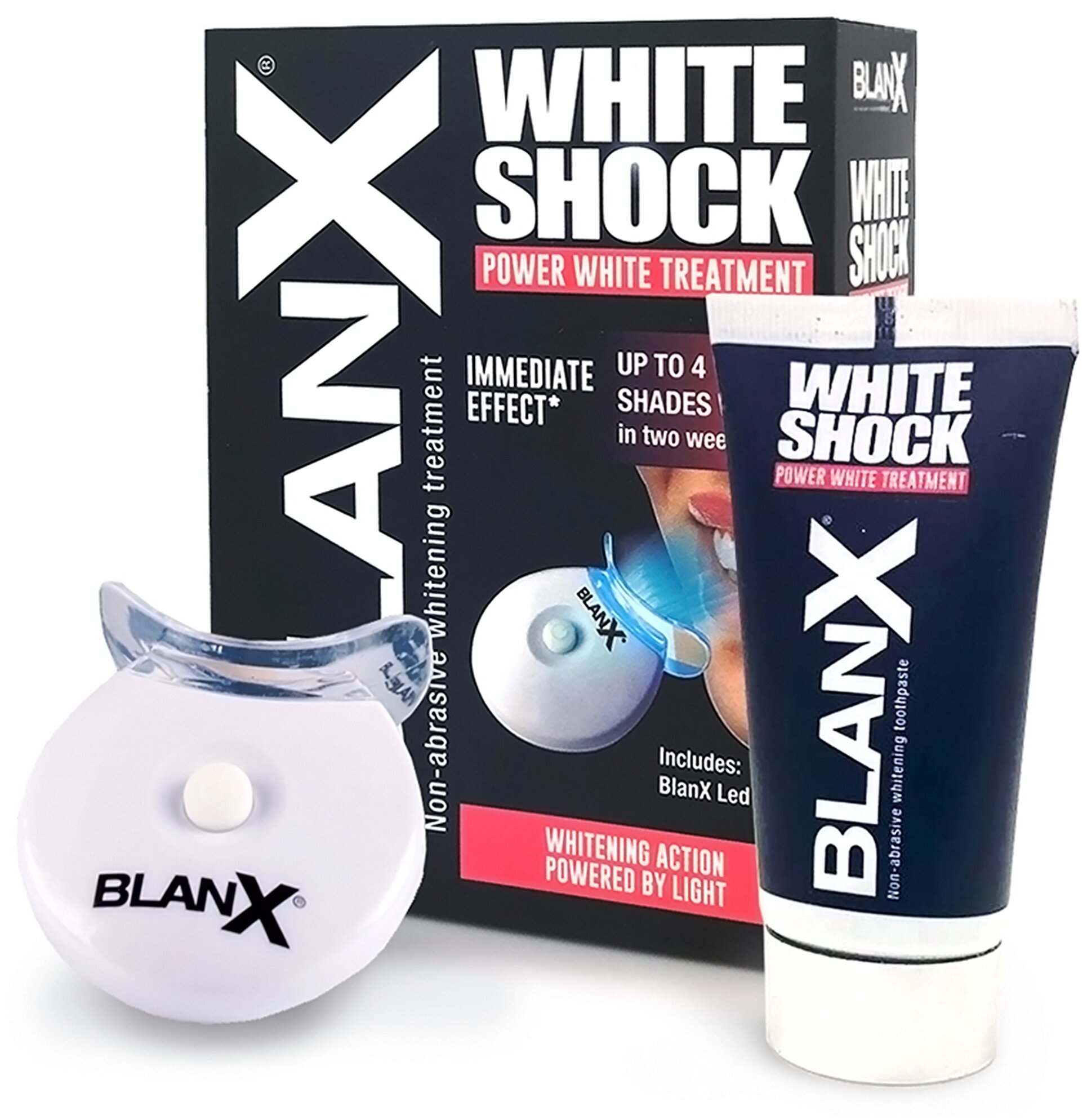 Зубная паста BlanX White Shock Treatment + с лампой-активатором LED Bite