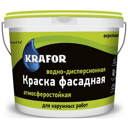 Фасадная водно-дисперсная краска Krafor 40 кг 30516