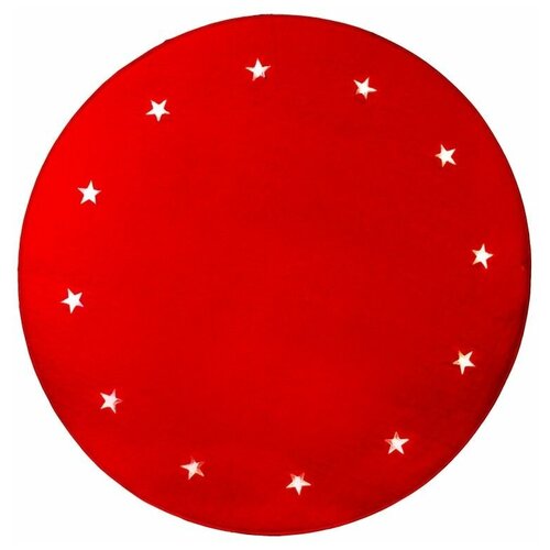 Коврик под ёлку звёздный хоровод, красный, 12 тёплых белых LED-огней, 100 см, STAR trading 607-07