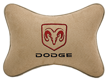 Автомобильная подушка на подголовник алькантара Beige с логотипом автомобиля DODGE