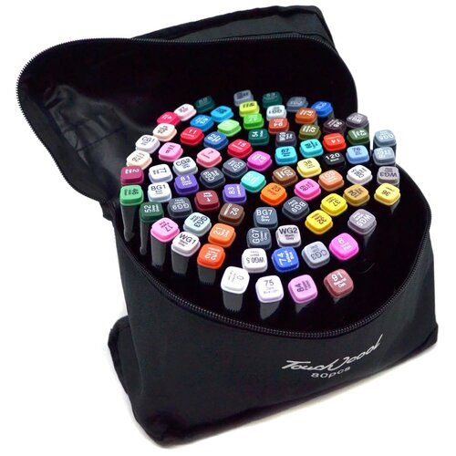 Маркеры набор 80штук, Двусторонние маркеры, Маркеры для рисования, Скетч маркеры 80 штук в чехле, Набор двусторонних маркеров