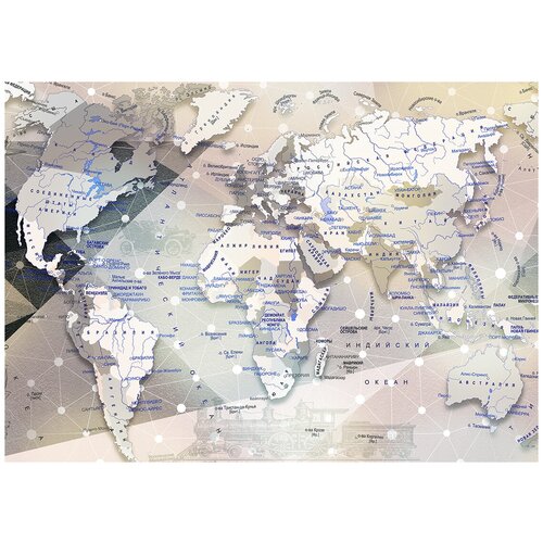 Карта мира контур 2 - Виниловые фотообои, (211х150 см) карта мира на цветочном фоне 1 виниловые фотообои 211х150 см