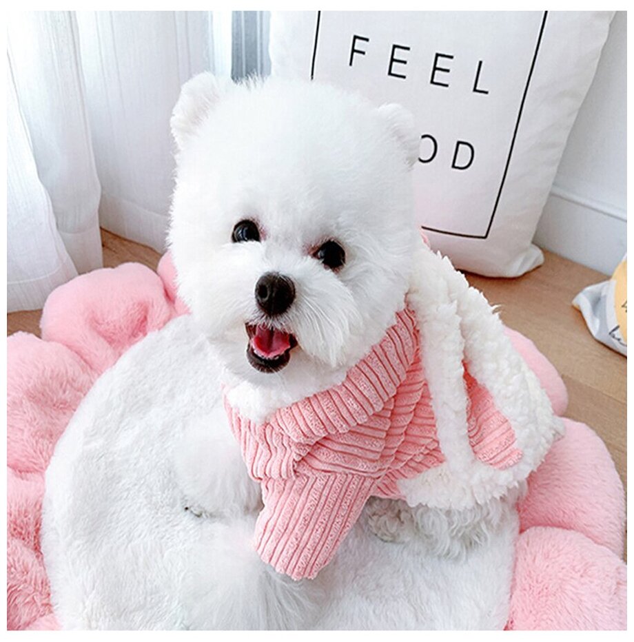 Теплая толстовка для собак розовая (Размер: M) Длина спинки 28 см; окружность шеи 40 см - фотография № 1