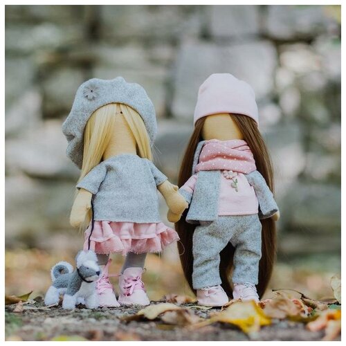 фото 4716787 интерьерные куклы 'подружки вики и ники- на прогулку' набор для шитья, 15,6*22.4*5.2 см арт узор