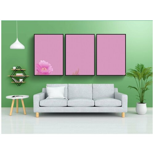 фото Набор модулных постеров для интерьера "цветочный фон, розовый, пионы" 60x90 см. в тубусе, без рамки lotsprints