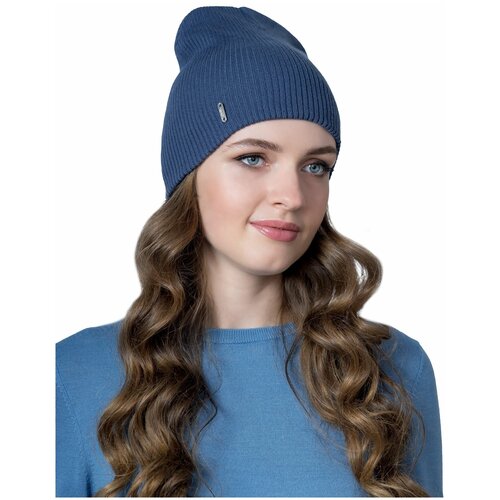Шапка бини Landre, размер 56-59, синий шапка бини landre демисезон зима шерсть вязаная утепленная размер 56 59 синий