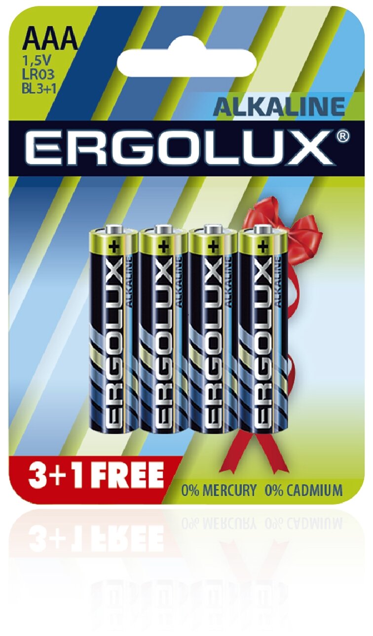 Батарейка Ergolux Alkaline AAA, 4 шт.