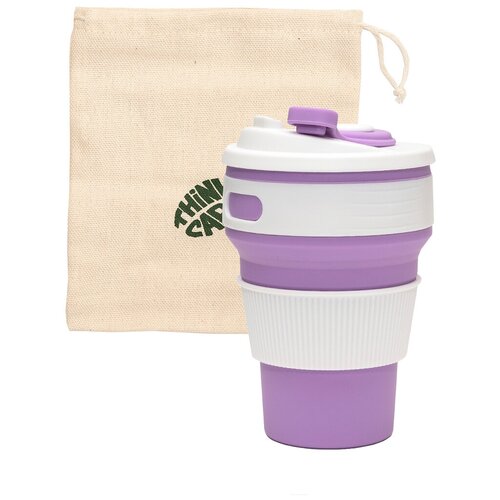 Складной силиконовый стакан Think &Care 350мл, сиреневый