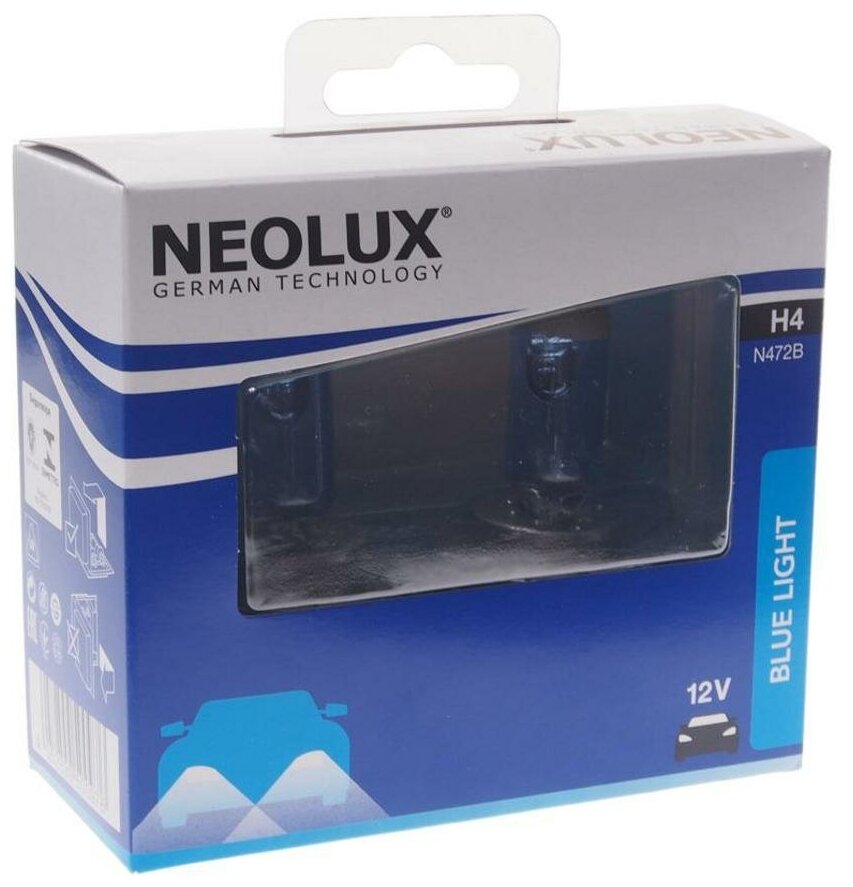 Лампа 12V H4 60/55W P43t-38 4000К бокс (2шт.) Blue Light NEOLUX N472B-SCB