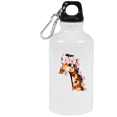 Бутылка с карабином CoolPodarok Животные Жираф с розами