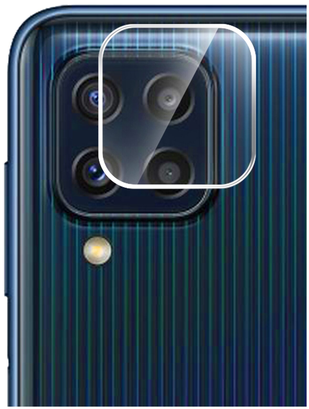 Защитное стекло на Samsung Galaxy M32 (Самсунг Галакси М32) на камеру (гибридное=пленка + стекловолокно) прозрачное тонкое Hybrid Glass Miuko