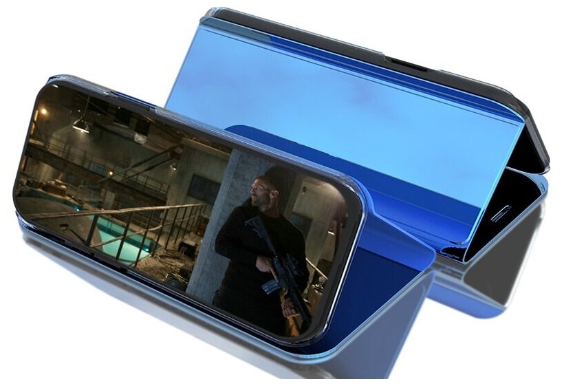 Чехол-книжка MyPads для Honor 20 Pro с дизайном Clear View Cover с полупрозрачной пластиковой крышкой с зеркальной поверхностью черный