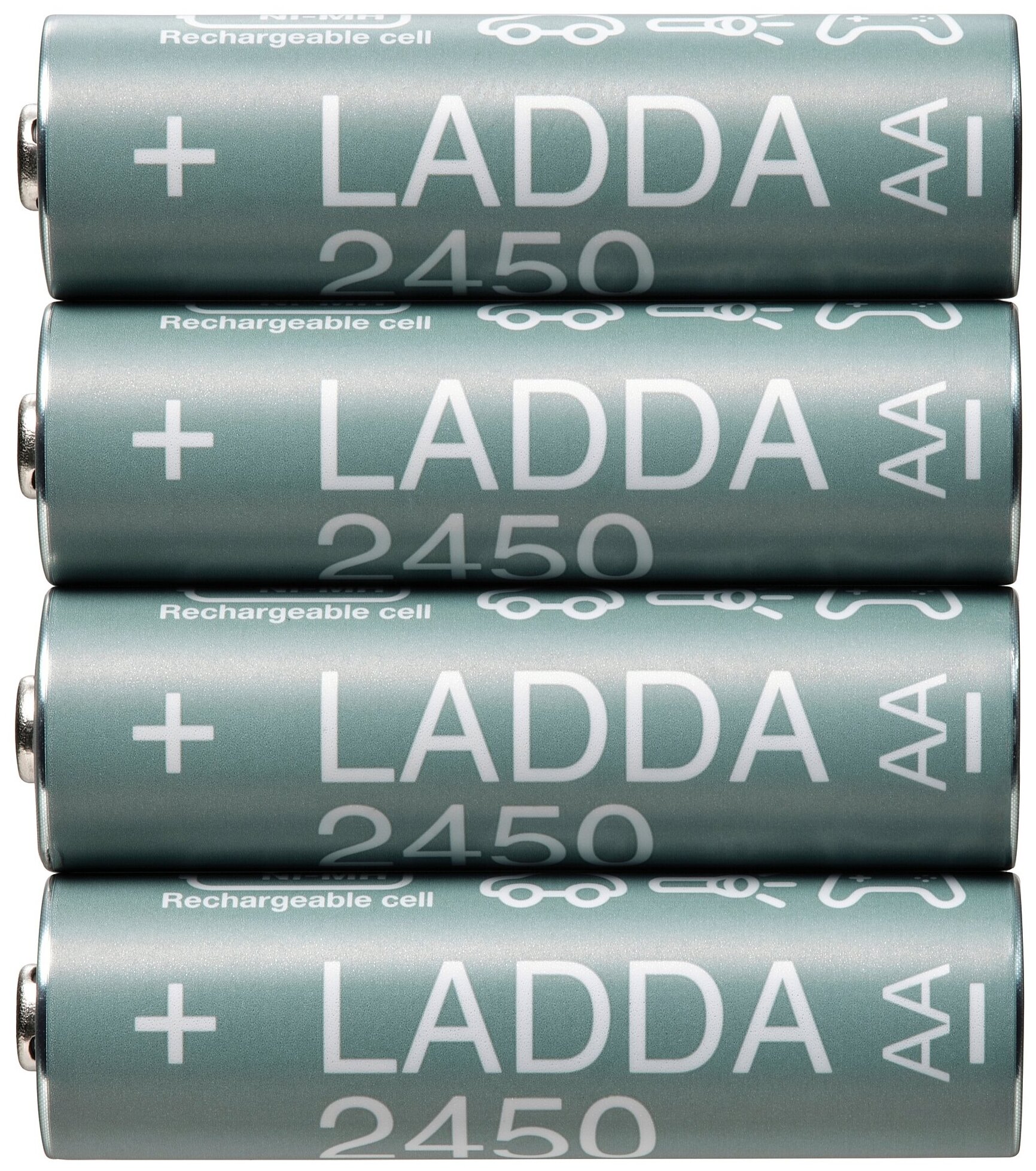 LADDA ладда аккумуляторная батарейка 2450 мА•ч HR06 AA 1,2 В 4шт