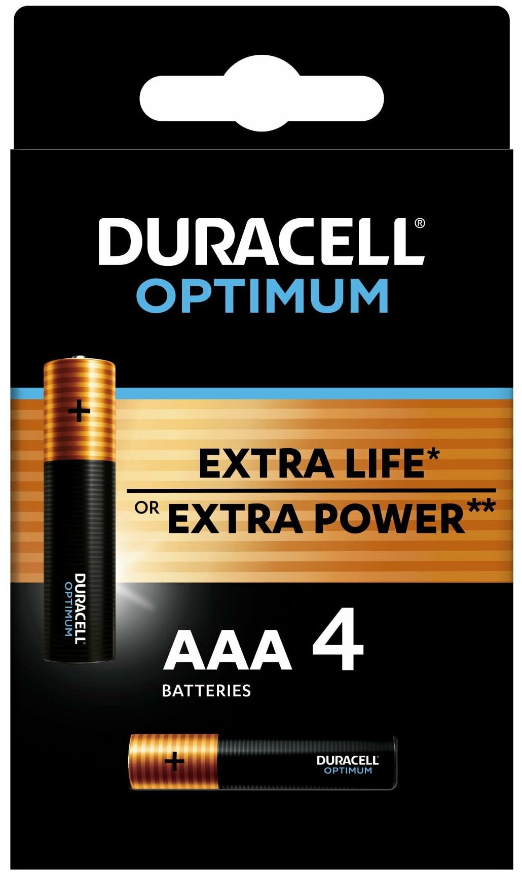 Батарейка щелочная DURACELL LR03 (AAA) Optimum 1.5В блистер 4 шт