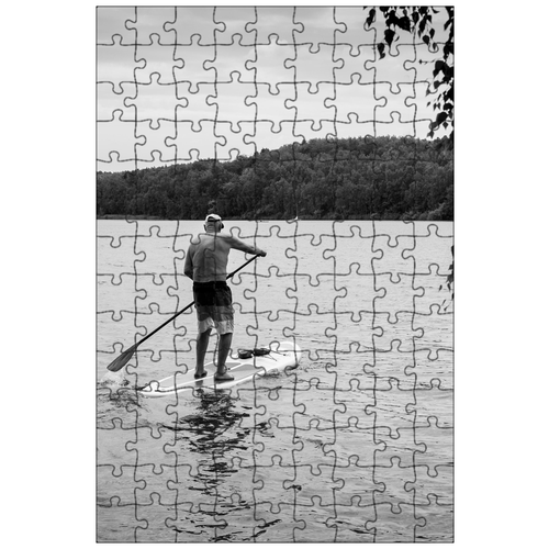 фото Магнитный пазл 27x18см."старый человек, озеро, весло" на холодильник lotsprints