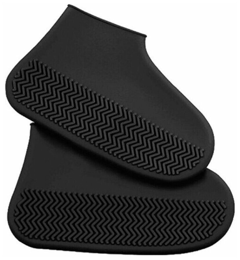 Силиконовые водонепроницаемые чехлы бахилы для обуви размер M 35-40 (черные)