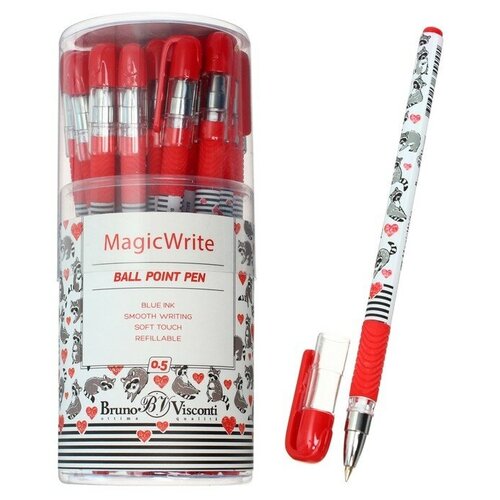 Ручка шариковая MagicWrite «Еноты.Сердечки», узел 0.5 мм, синие чернила