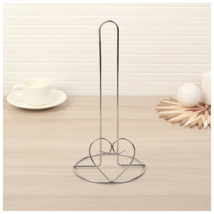 фото Подставка под бумажные полотенца Доляна, 13,2×13,2×28,5 см, цвет хром