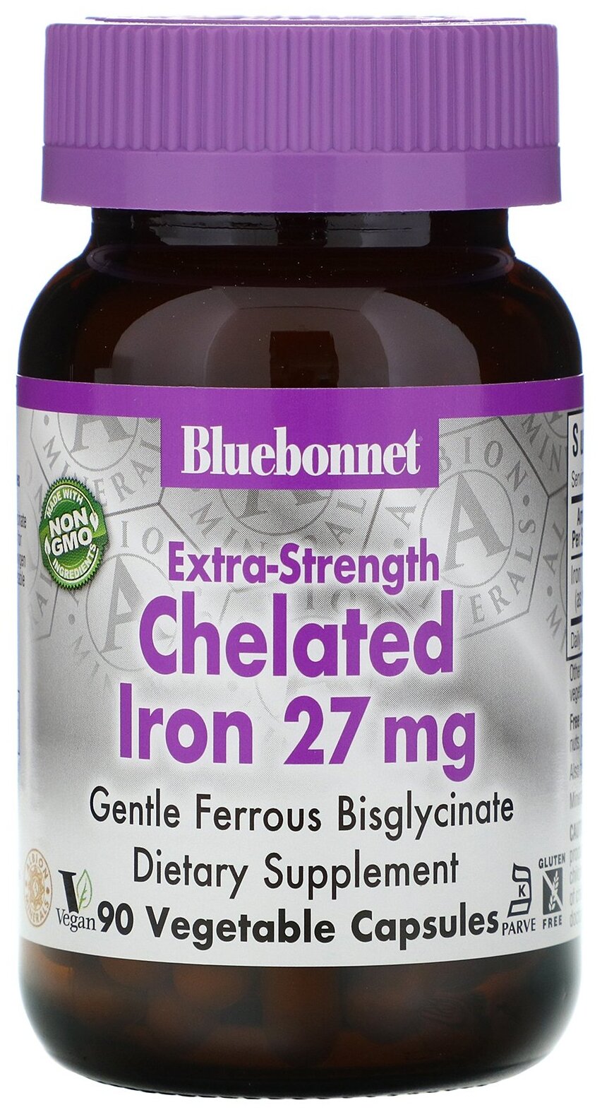 Капсулы Bluebonnet Nutrition Extra-Strength Chelated Iron, 200 г, 27 мг, 90 шт.