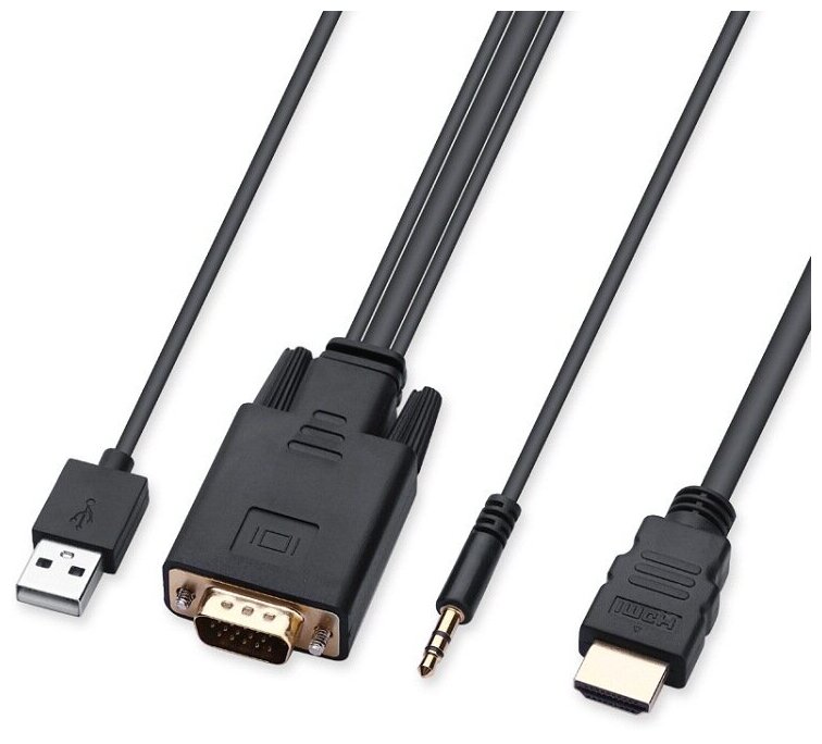 Кабель HDMI - VGA (m)/ AUX 3.5 jack/ USB (m) 2 метра