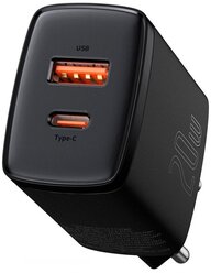 Сетевое зарядное устройство Baseus Compact QC, 20W, USB(A+C) (CCXJ- B01) черное