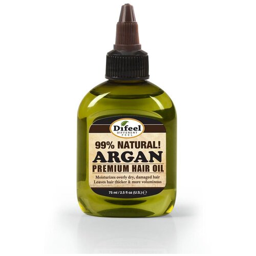 Difeel 99% Natural Argan Premium Hair Oil 99% натуральное премиальное масло для волос с арганой, 75 мл