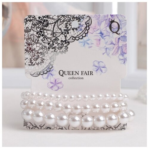 Браслет-нить Queen Fair, пластик, размер 7 см, диаметр 7 см, белый браслет queen fair пластик размер m диаметр 7 см белый
