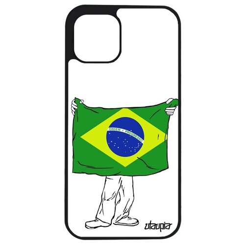фото Красивый чехол для // iphone 12 mini // "флаг бразилии с руками" патриот государственный, utaupia, белый