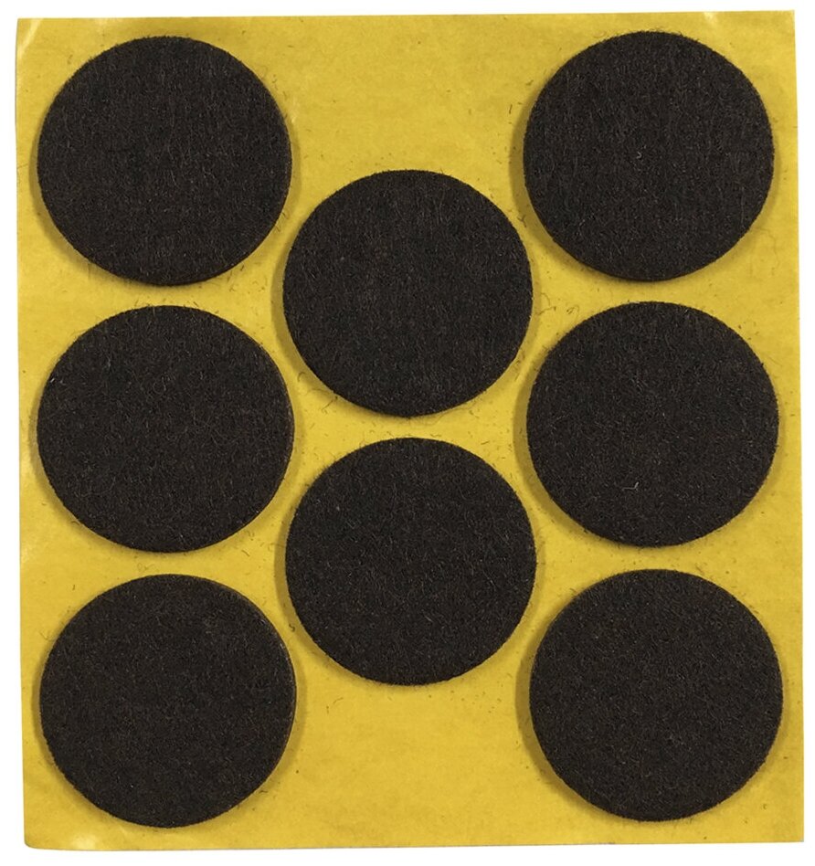 Подпятники фетровые самоклеящиеся d28 мм коричневые 8 шт (1 ед.) - фотография № 1