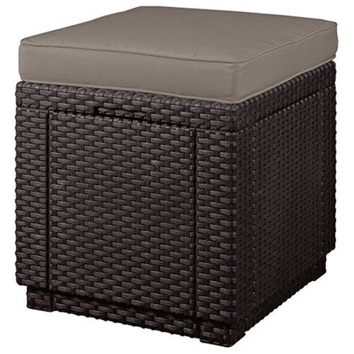 Пуфик с подушкой Keter Cube, 42 x 42 x 39 см, коричневый