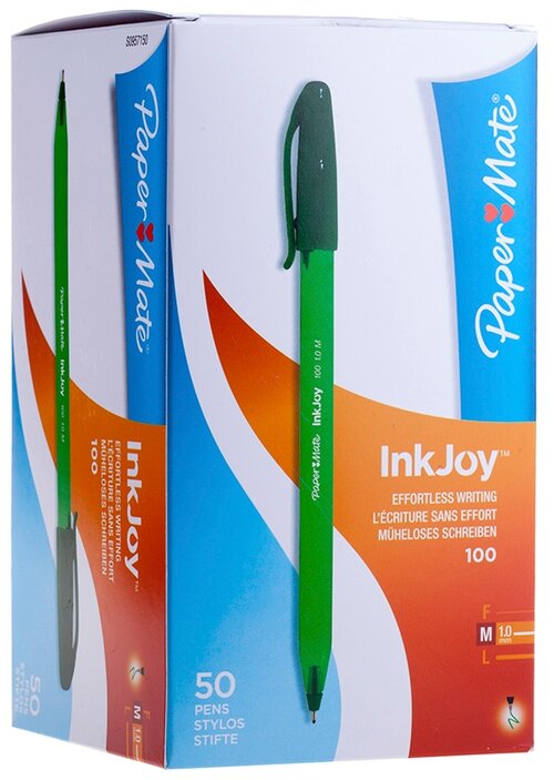 Paper Mate набор шариковых ручек Ink Joy 100, S0957150/50, зеленый цвет чернил, 50 шт.