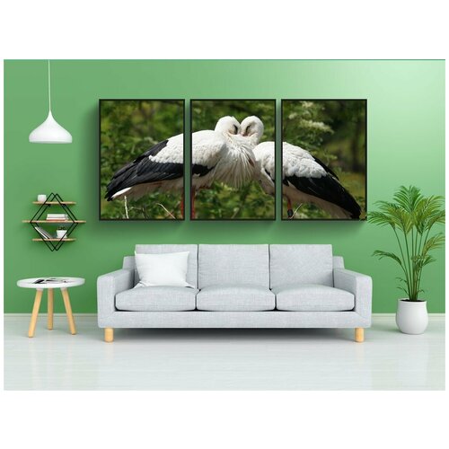 фото Набор модулных постеров для интерьера "аист, белый аист, погремушка аист" 60x90 см. в тубусе, без рамки lotsprints