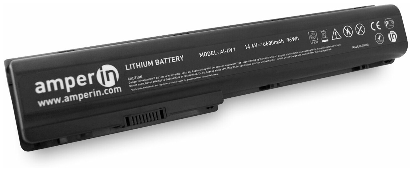 Аккумуляторная батарея Amperin для ноутбука HP Pavilion DV7 14.4V 6600mAh AI-DV7 черная