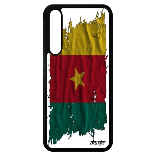 фото Противоударный чехол для смартфона // huawei p20 pro // "флаг камеруна на ткани" патриот государственный, utaupia, белый
