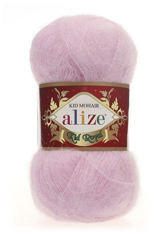 Пряжа Alize Kid Royal Mohair (Кид Роял Мохер) - 1 моток 143 розовая пудра 62% кид мохер 38% полиамид 500м/50г