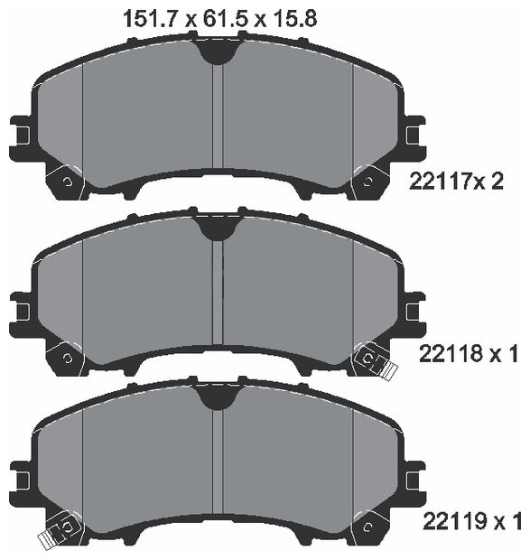 Колодки тормозные дисковые передние nissan x-trail 1.6/1.6dci 12.13- infiniti q50 Textar 2211701