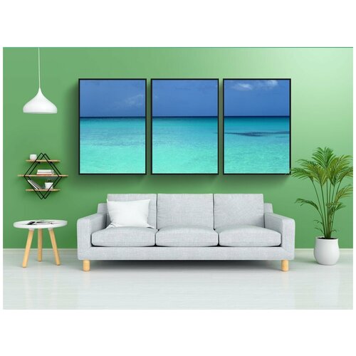 фото Набор модулных постеров для интерьера "вода, горизонт, океан" 60x90 см. в тубусе, без рамки lotsprints