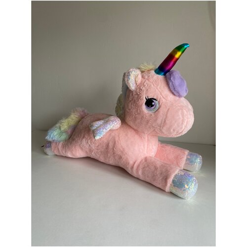 Купить Мягкая игрушка Единорог 80 см блестящие крылья/Плюшевый Единорожка розовый, Пастель