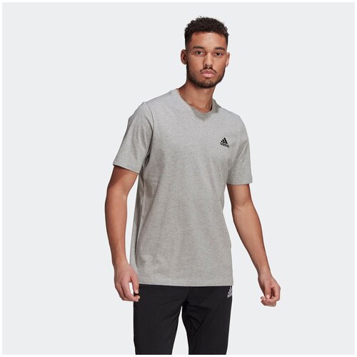 фото Футболка adidas essentials embroidered small logo tee серый l gk9641
