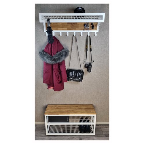 Loft комплект для прихожей из металла и натурального дуба 