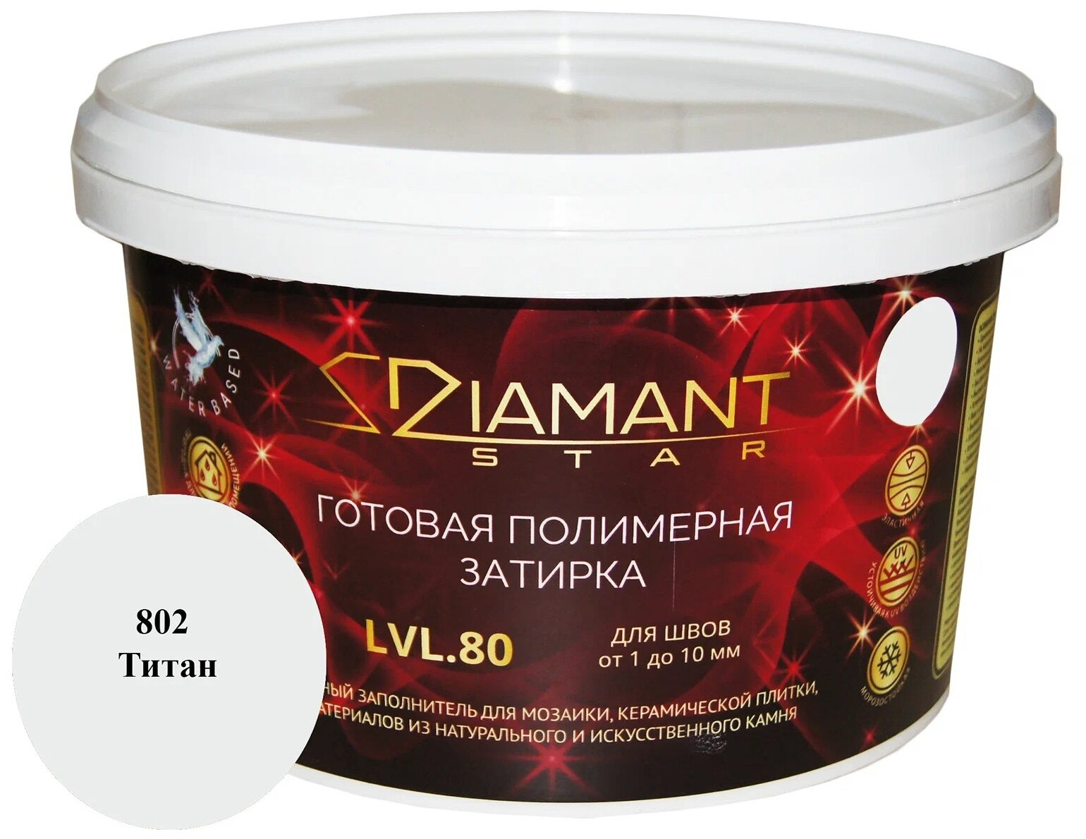 Затирка Diamant Diamant Star LVL80, 2 кг, 802 титан - фотография № 2