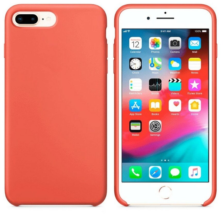 Силиконовая накладка без логотипа (Silicone Case) для Apple iPhone 7+/ iPhone 8+ коралловый